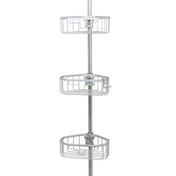Zenna Home Tension Pole Corner Rust Resistant Shower Caddy in Satin Chrome