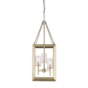 Golden Lighting Smyth WG 3-Light White Gold Pendant with Clear Glass