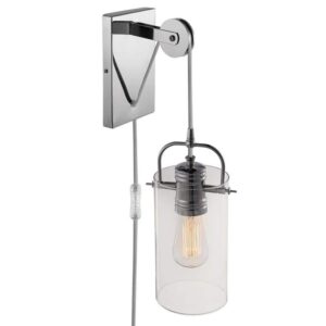 Globe Electric Allen 1-Light Chrome Wall Sconce 4.64 in. Clear Glass Shade