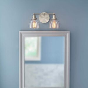 Home Decorators Evelyn 16.25" 2-Light Brushed Nickel Vanity Clear Glass Shades