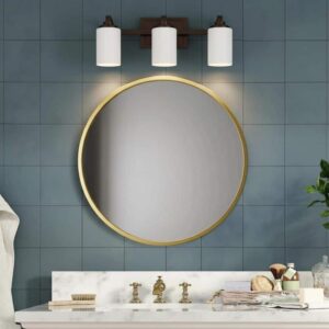 Hampton Bay 21 in. 3-Light Oil-Rubbed Bronze Bathroom Vanity Light Frosted Glass