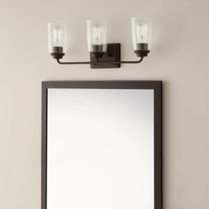 Hampton Bay Evangeline 23 in. 3-Light Bronze Bathroom Vanity Light Clear Glass