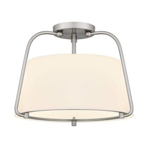 DSI LIGHTING Corbin 15" 2-Light Brushed Nickel Semi-Flush Mount White Glass