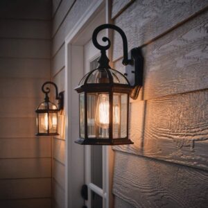 Hampton Bay Wickford 15.4" 1-Light Weathered Bronze Wall Lantern Sconce 2-Pack