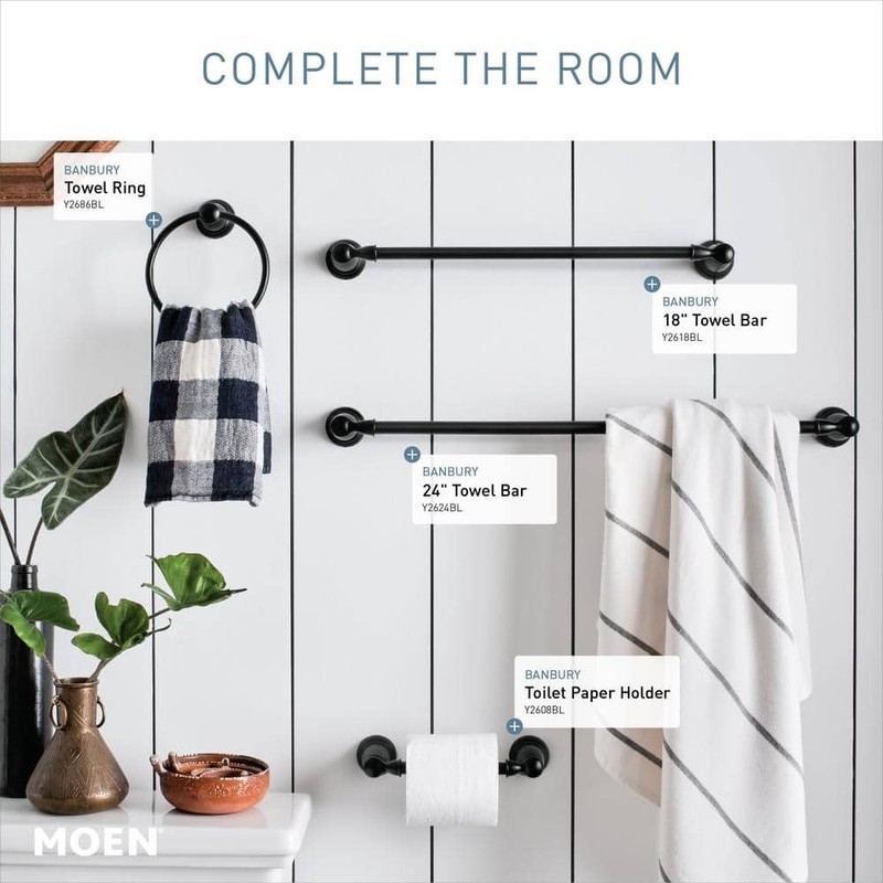 MOEN Banbury Pivoting Double Post Toilet Paper Holder in Matte Black - Image 4