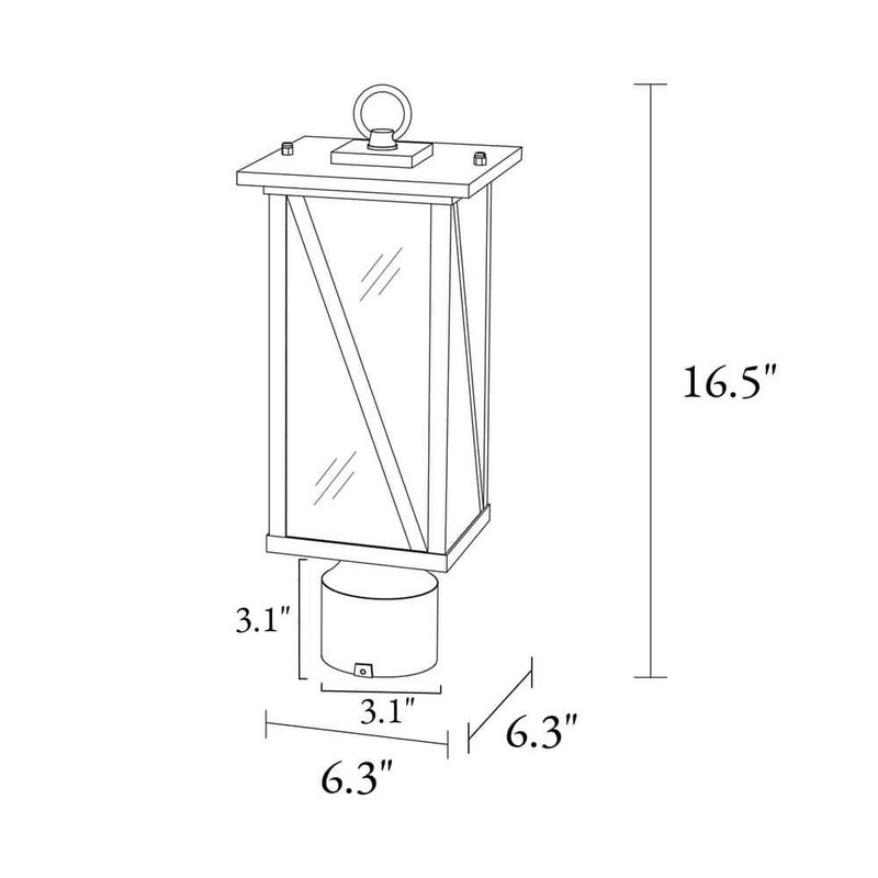 LNC Modern 16.5" 1-Light Black Outdoor Post Light with Geometric Textured Glass - Image 3