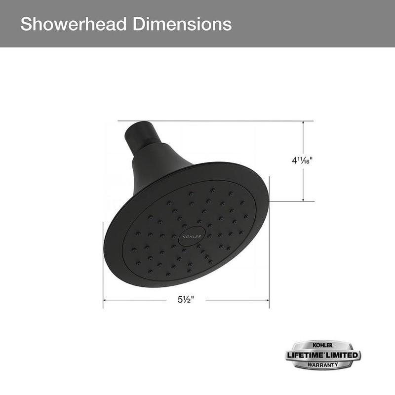 KOHLER Forte 1-Spray 5.5" Single Wall Mount Fixed Shower Head Matte Black - Image 3