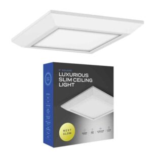 NEXT GLOW Ultra Slim Luxurious Edge-Lit 5 in. Square White Light 3000K (1-Pack)