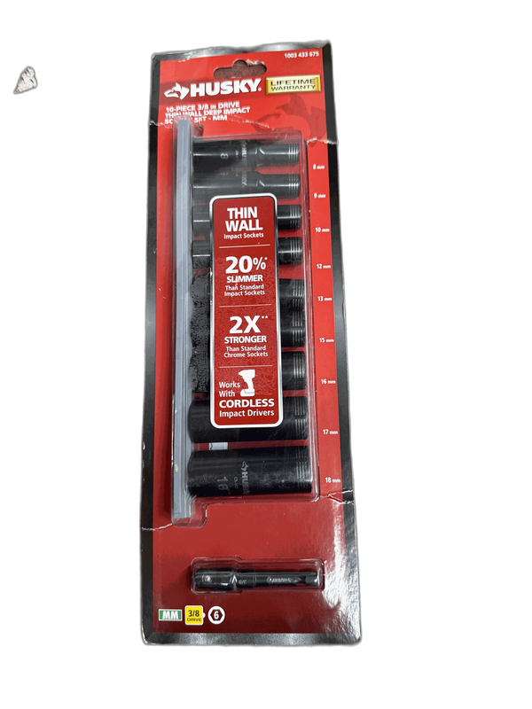 Husky 3/8 in. Drive Thin Wall Deep Metric Impact Socket Set 6-Point (10-Piece) - Image 10