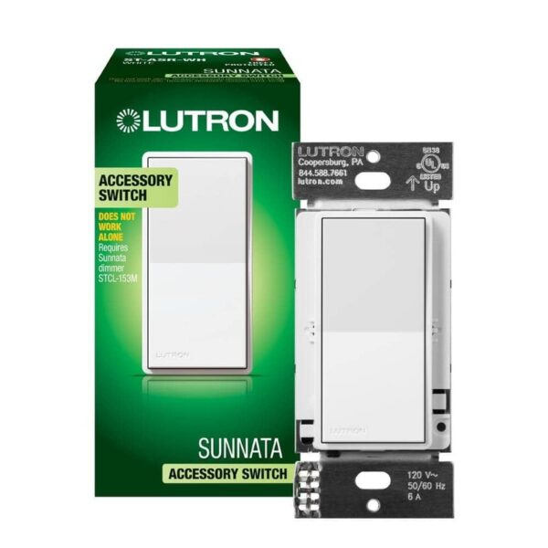 Lutron Sunnata On/Off Switch for Sunnata LED Dimmers, White (ST-ASR-WH)