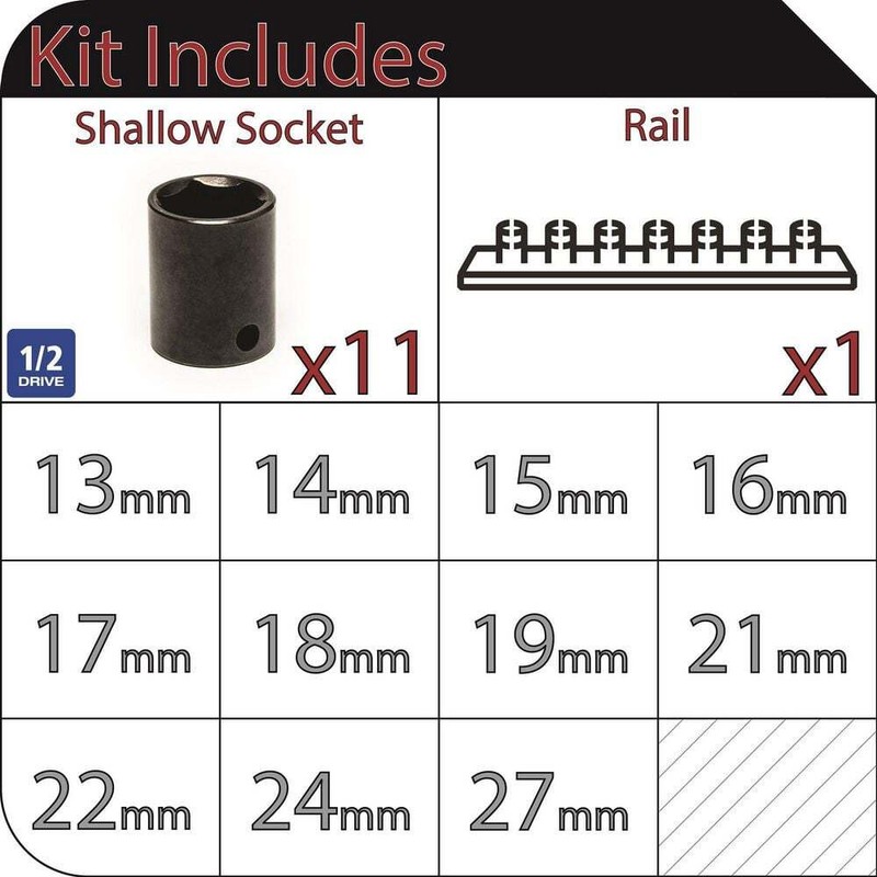 Husky 1/2 in. Drive Standard Metric 6-Point Impact Socket Set (11-Piece) - Image 2