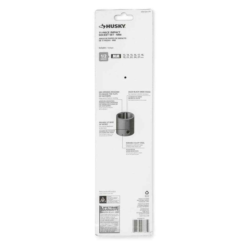 Husky 1/2 in. Drive Standard Metric 6-Point Impact Socket Set (11-Piece) - Image 5