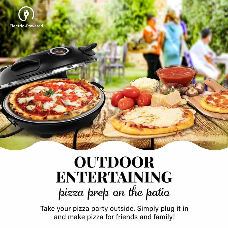 GRANITESTONE Piezano 12 in Countertop Pizza Oven Stone Bake Electric Black - Image 3