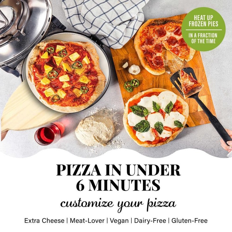 GRANITESTONE Piezano 12 in Countertop Pizza Oven Stone Bake Electric Black - Image 5