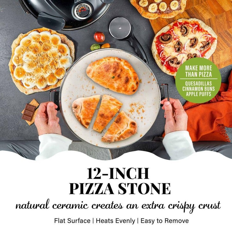 GRANITESTONE Piezano 12 in Countertop Pizza Oven Stone Bake Electric Black - Image 8