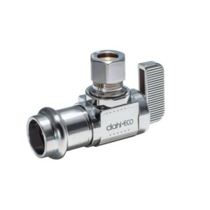 DAHL 1/2 in. Female Press Inlet x 3/8 in. Compression Outlet 1/4-Turn Angle Stop