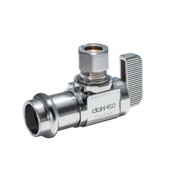 DAHL 1/2 in. Female Press Inlet x 3/8 in. Compression Outlet 1/4-Turn Angle Stop