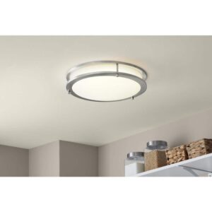 Hampton Bay Flaxmere 14 in. Brushed Nickel LED Flush Mount Light Selectable CCT