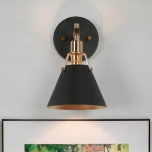 HDC Granville 1-Light Matte Black & Gold Wall Sconce w/Bell Shade Vanity Light