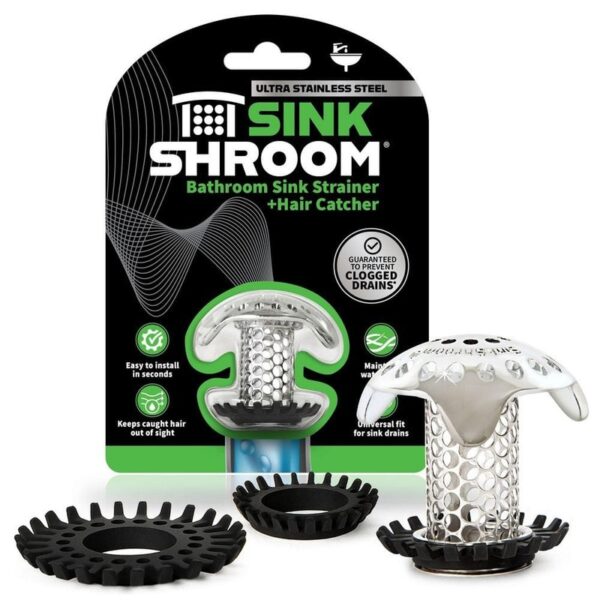SinkShroom 1.00-1.5 in Bathroom Sink Drain Hair Catcher Stainless Steel