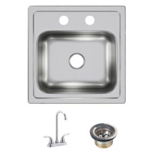 Elkay 15" Drop-in Single Bowl 20-Gauge Satin Stainless Steel Sink & Faucet