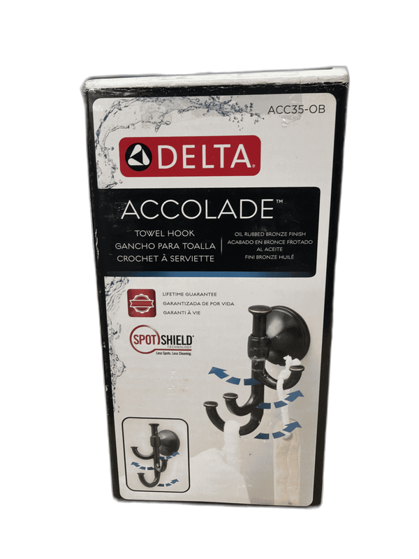DELTA Accolade Wall Mounted 3-Prong J-Hook Towel Hook in Oil Rubbed Bronze