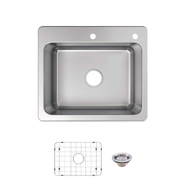 Glacier Bay Bratten 25" Drop-In Single Bowl 18 Gauge Stainless Steel Sink