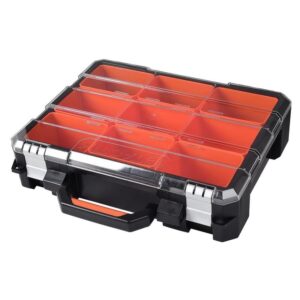 TACTIX 17 in. Plastic Portable Organizer with 9-Bins