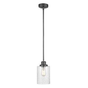 Globe Electric Annecy 1-Light Graphite Pendant with Seeded Glass Shade, Vintage