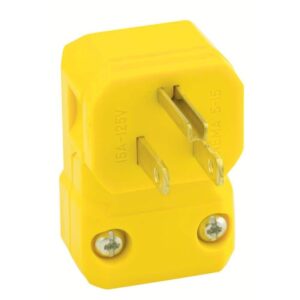 Leviton 15 Amp 125V Python Grounding Angle Plug, Yellow 5256-VA
