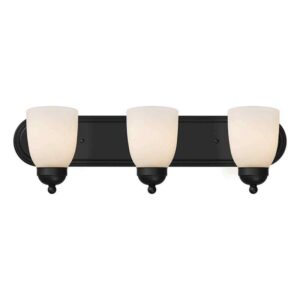 Bel Air Lighting Reed 24 in. 3-Light Black Bathroom Vanity Light Fixture