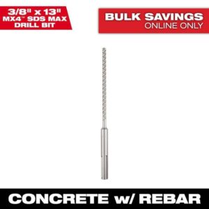 Milwaukee 3/8 in. x 13 in. 4-Cutter SDS-MAX Carbide Drill Bit