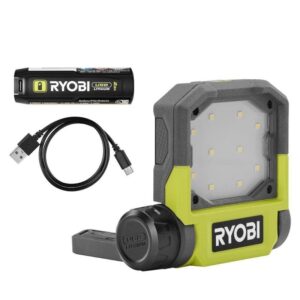 RYOBI USB Lithium Cordless Pivoting LED Flip Light 2.0 Ah Battery Charging Cable