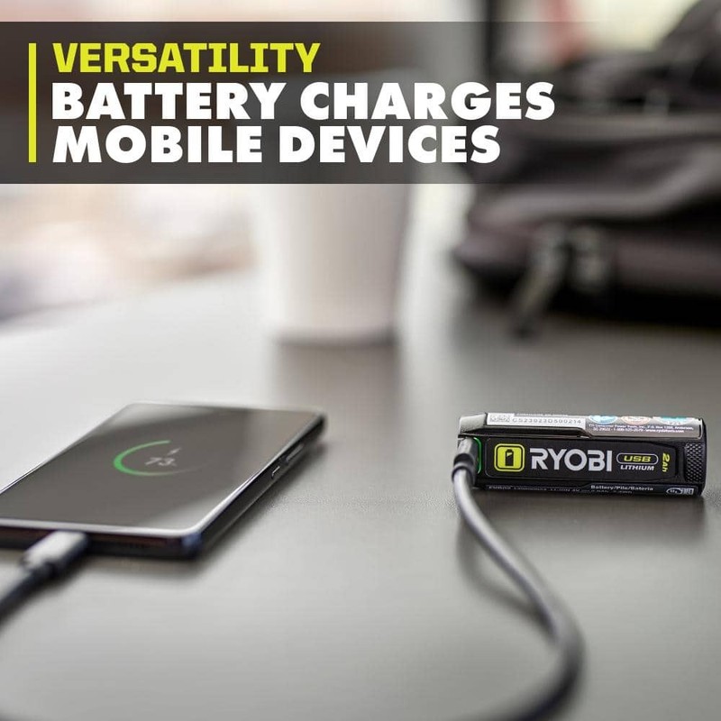 RYOBI USB Lithium Cordless Pivoting LED Flip Light 2.0 Ah Battery Charging Cable - Image 8