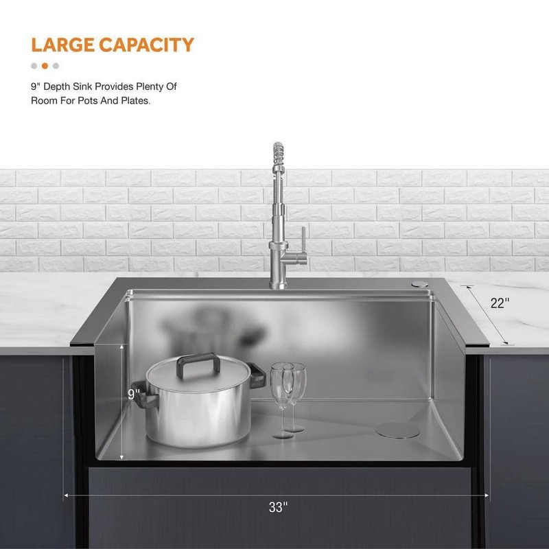 Glacier Bay Dolancourt 33" Drop-In Single Bowl 18G Stainless Steel Sink & Faucet - Image 3