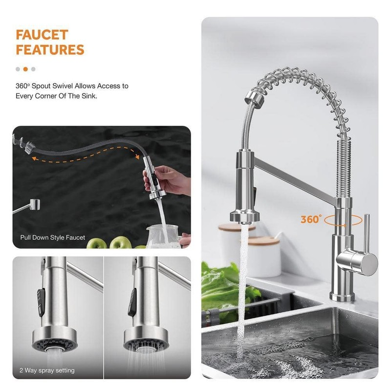 Glacier Bay Dolancourt 33" Drop-In Single Bowl 18G Stainless Steel Sink & Faucet - Image 10