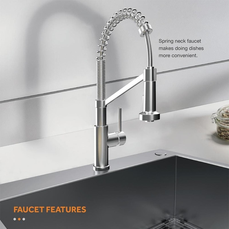Glacier Bay Dolancourt 33" Drop-In Single Bowl 18G Stainless Steel Sink & Faucet - Image 11