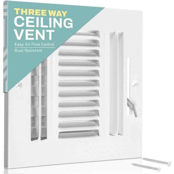 HOME INTUITION 10x10 3-Way Air Vent Cover w/Adjustable Damper White Ceiling/Wall