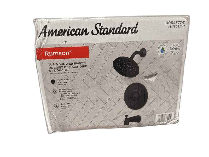 American Standard Rumson Tub and Shower Faucet Matte Black w/ Valve 1.8GPM