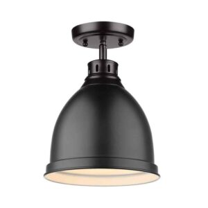 Golden Lighting Duncan Collection 1-Light Black Flush Mount w/Matte Black Shade