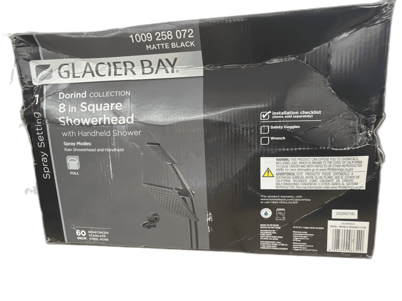 Glacier Bay Modern 1-Spray 7.9 in. Dual Tub Wall Mount Fixed and Handheld Shower - Image 7