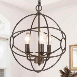 LNC Bronze Chandelier Farmhouse Candlestick 3-Light Globe Kitchen Island Pendant