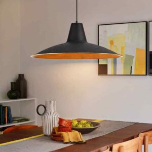 LLHZSY Detroit 25.6 in. 1-Light Black Large Pendant Light with Dome Metal Shade