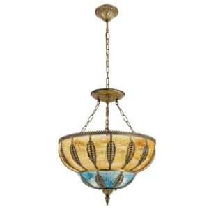 OUKANING 17.71 in. 3-Light Gold Retro Bohemian Style Chandelier for Bedroom
