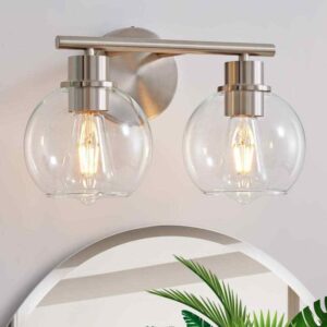 Deyidn Modern 13.4 in. 2-Light Nickel Bathroom Vanity Light Interior Powder Room