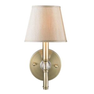 Golden Lighting Waverly 1-Light Aged Brass w/Silken Parchment Shade Wall Sconce