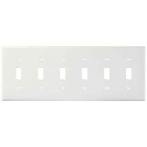 Leviton 6-Gang White Toggle Nylon Standard Wall Plate (1-Pack) 80736-W