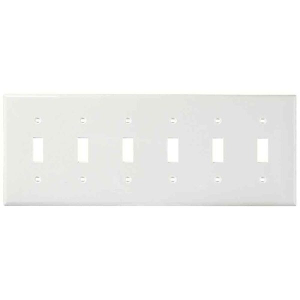 Leviton 6-Gang White Toggle Nylon Standard Wall Plate (1-Pack) 80736-W