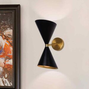 HUOKU NIMBUS 2-Light 5.7 in. W Black Cone Wall Sconce Up and Down Lighting