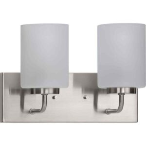 Progress Lighting Merry 2-Light Brushed Nickel Etched Glass Wall Light